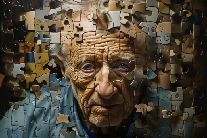 Ilustración del Alzheimer en una persona anciana