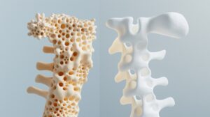 Comparación de hueso con y sin osteoporosis